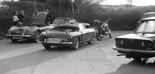 Austin Healey 100/6, 2 MGBs, BSA 650 Thunderbolt and Triumph 2000