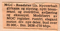 MG MGC for sale advert.